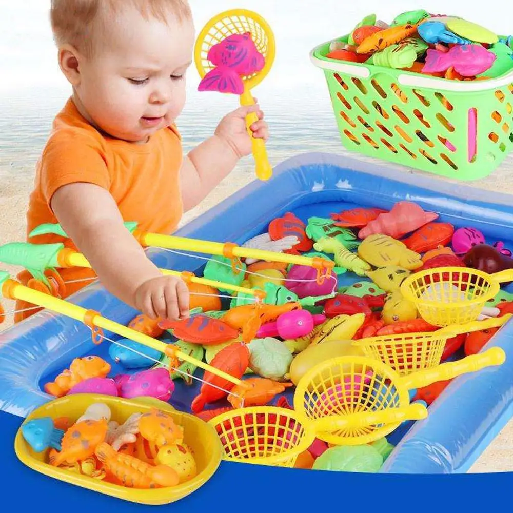

54pcs Strong Magnetic Fishing Toy Set Indoor Fishing Game Set Parent-child Interactive Toys Party Model for Kids