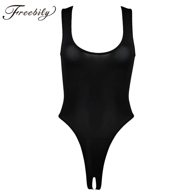 

Open Crotch Swimsuit Womens Swimwear High Cut Thong Leotard Bodysuit for Lady Underwear with Stretch Sleeveless Women Swim Wear