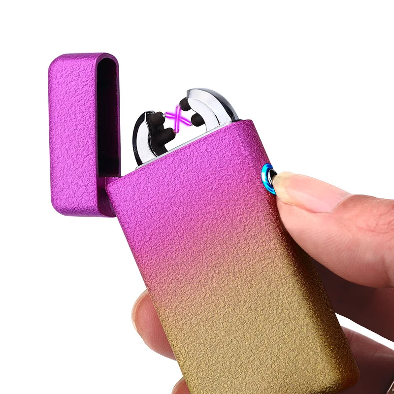 

Anti-fingerprint double Arc Lighter Metal Frosted Surface Dual Fire USB Electronic Cigarette Arc Lighter Charging Windbreak