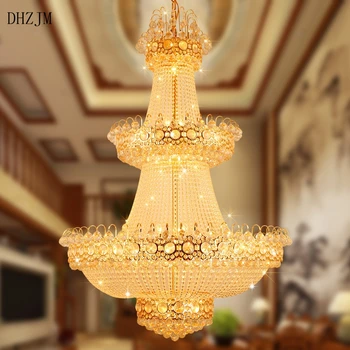 

Luxury Big Europe Large Gold Luster Crystal LED Chandelier Light Fixture Classic Light Fitment for Hotel lighting