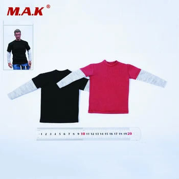 

1/6 Scale Man Red/Black Color Double Sleeve Long T-shirt Clothes for 12"Male Action Figure Body Accessories in Stock