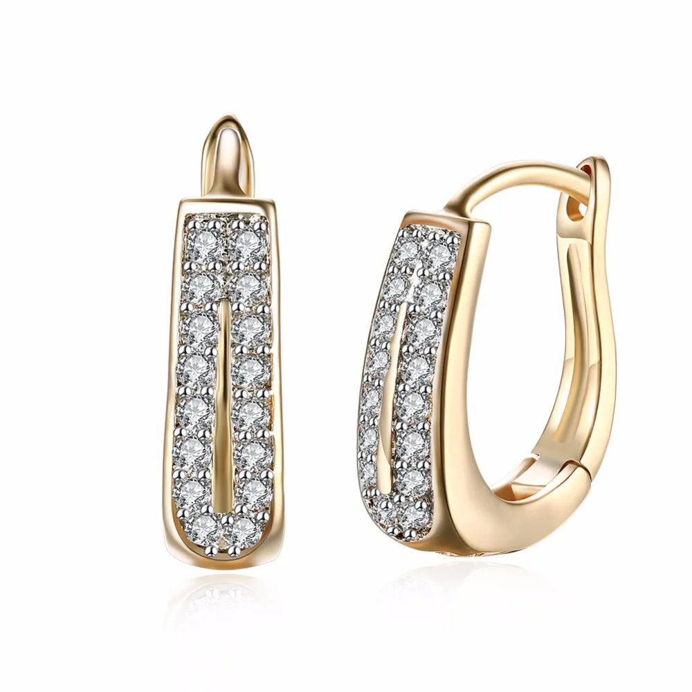 

New Arrivals White Cubic Zircon Buckle Women Stud Earrings Female Rose Gold Color Earrings For Femme Cute Girl Jewelry Wholesale