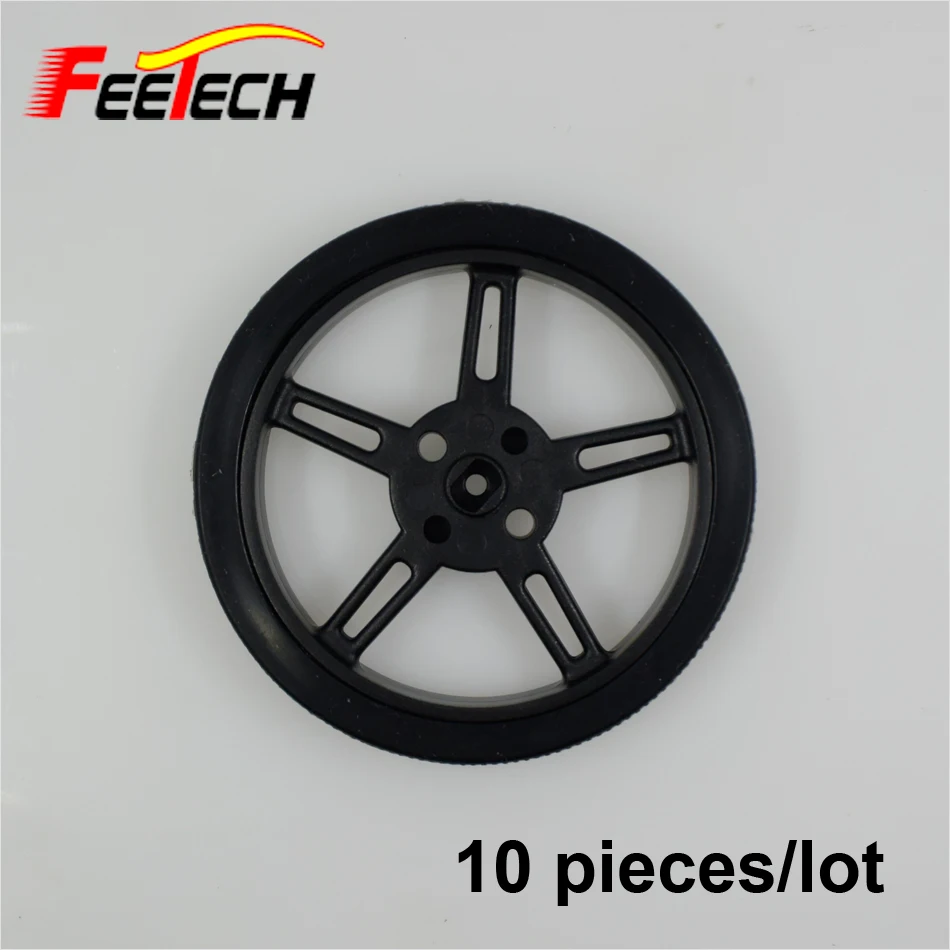 10 pcs FEETECH Black Wheel for FT-DC-130D Gear Box Motor , Robot Platform Wheel (1)