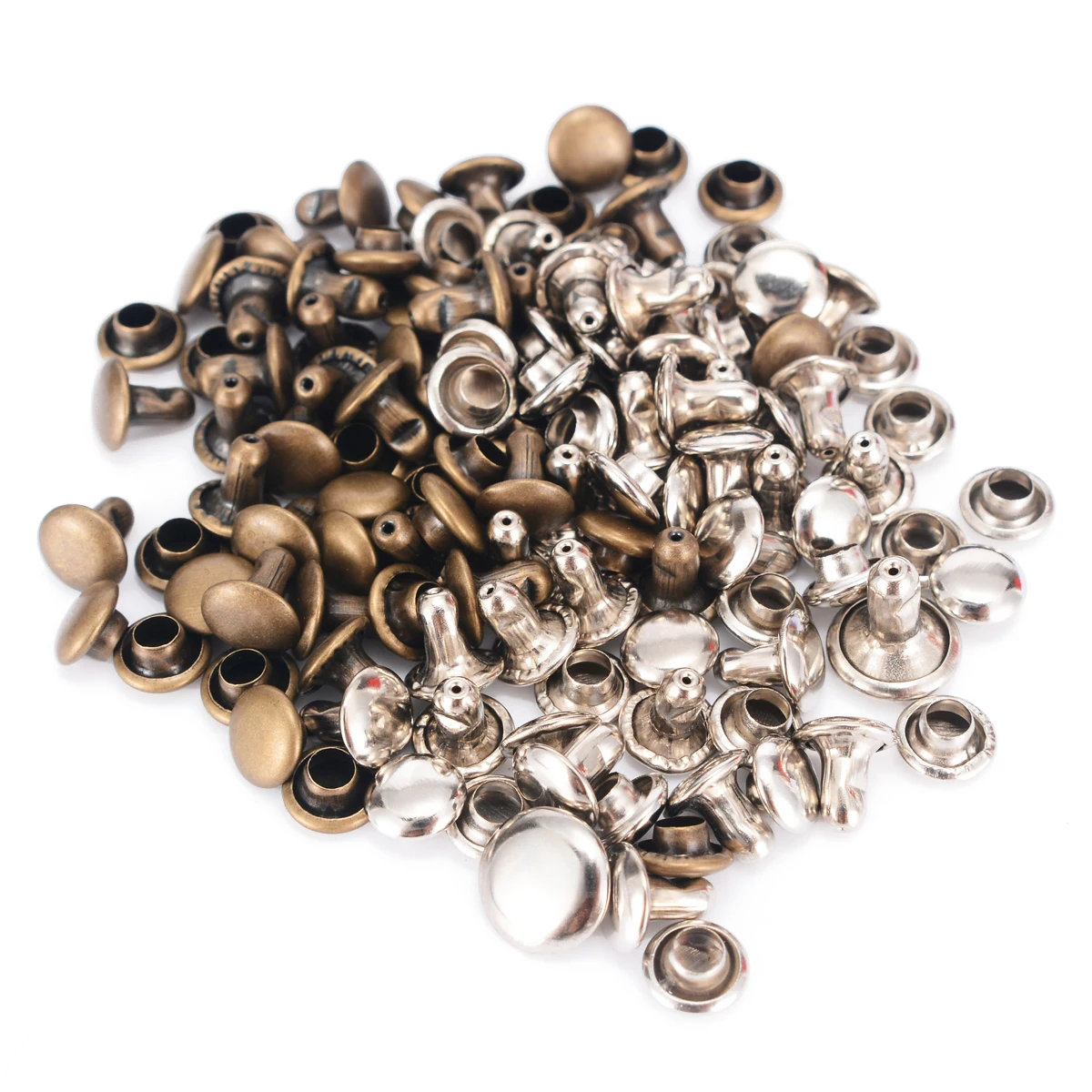120pcs New Leather Rivets Tubular Metal Single Repairing with Fixing Tool Kit For Handmade DIY Shoe Hat Jean Clothes Decor