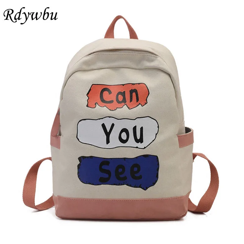 

Rdywbu Casual Letters Printing Backpack 2018 New Girls Big Canvas Travel Bag Teenager Girls Boy School Bag Mochilas Escolar B433