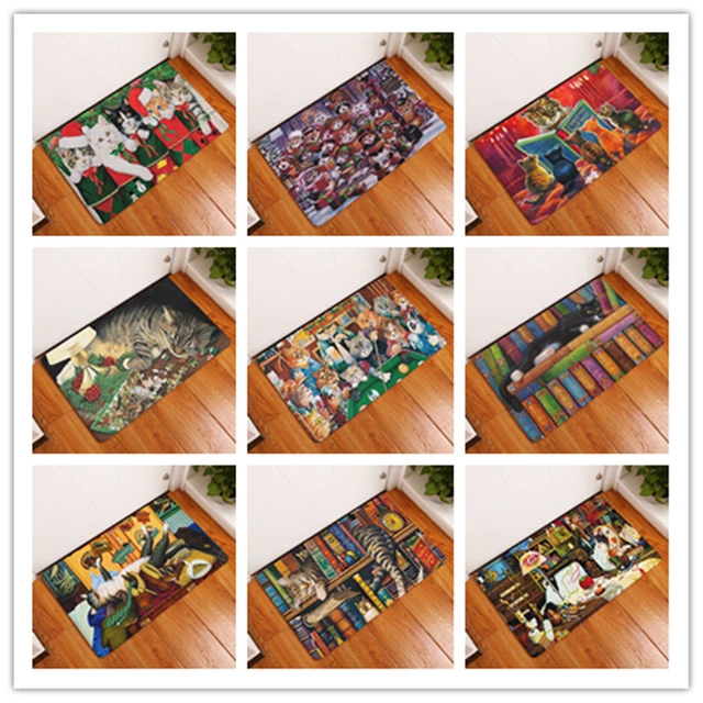 US $6.00 Nordic INS style printed door mat Cat cartoon carpet plant mat bedroom door bed covered with blanke