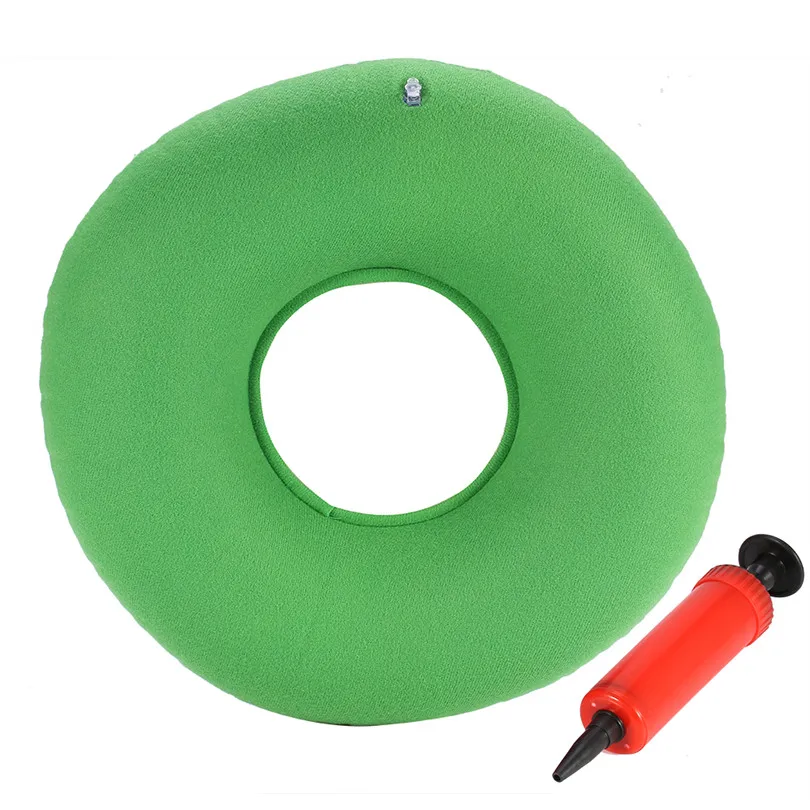 Надувной круглый стул подушка для сиденья поддержка бедра геморроя Sciatic нерв хвостовой кости облегчение боли массаж бедер подушка для сиденья в виде пончика+ насос - Цвет: Green