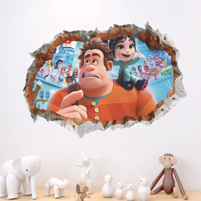 

Cartoon Movie Wall Stickers For Kids Rooms 3d broken Children Bedroom Decoration Wall Decals Home Mural Poster Birthday Gift