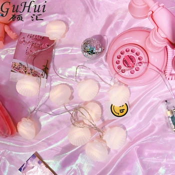 

1.6m 10LED Sea Shell String Lights Mediterranean Style Pink Girl Heart Christmas Wedding Birthday Party Room Decoration Pendant