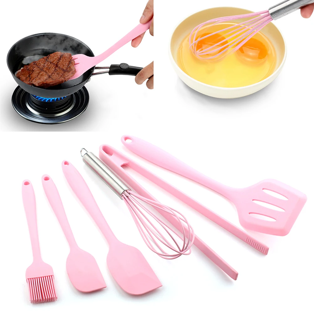 

6pcs Kitchen Utensils Baking Tools Set of Spatula Whisk Creative Kitchen Utensils (Food clip Egg Beater Small Brush Scraper)