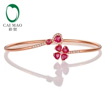 Caimao ювелирные изделия 1.79ct натуральный рубин и 0.19ct проложить АЛМАЗ 18 K розовое золото драгоценный камень браслет