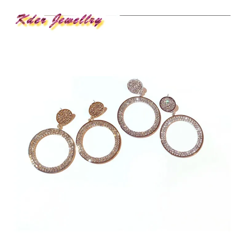 

Europeans and Americans exaggerated temperament water drill women's circle crysatl earrings size:6.1*4.1CM