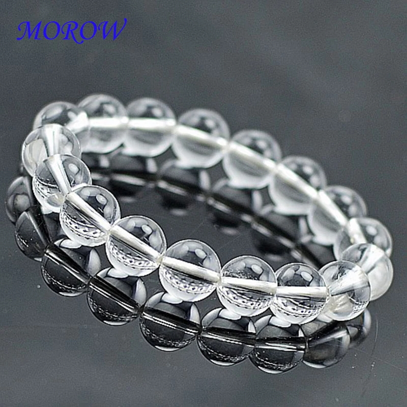 MOROW Hot Natural Ice White Crystal Round Beads Stone Bracelet Womens Fashion Charm Elastic Bracelets Jewelry for Pulseira Gift (11)