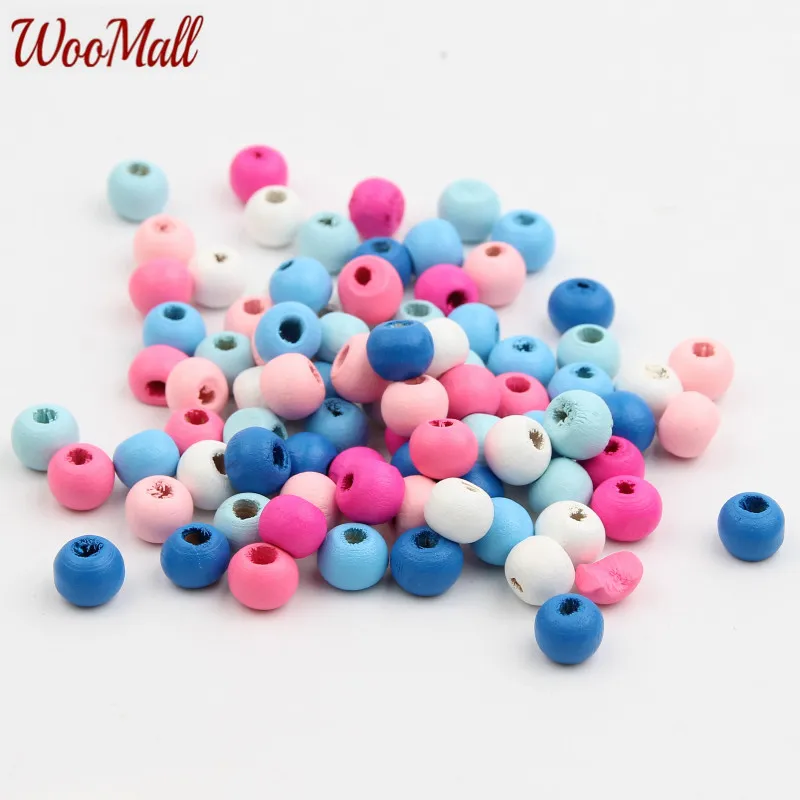 

DIY Small Colorful Wooden Beads 8mm 200pcs Mixed Color Round Shape Wood Beads for jewelry Making Rattle Pacifier Accessories