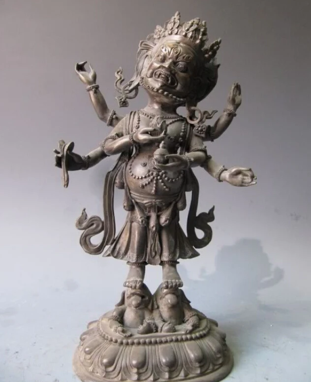 

Collectible bronze S2809 14" Tibet Pure Bronze Copper Six Arm Hands Vajrapani Mahakala Buddha Statue (B0328)
