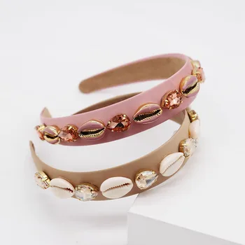 

Simple Baroque color rhinestone shell ball street shoot catwalk personality travel headband 949