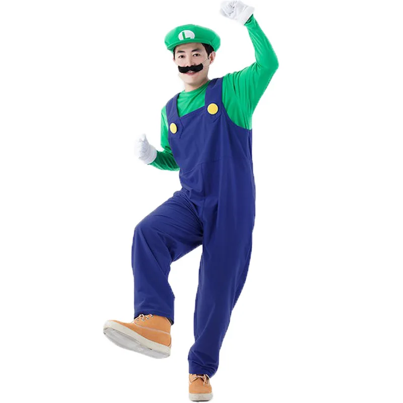 

Halloween Cosplay Super Mario Bros Costume For Kids And Adults Funny Party Wear Cute Plumber Mario Luigi Set Clothes