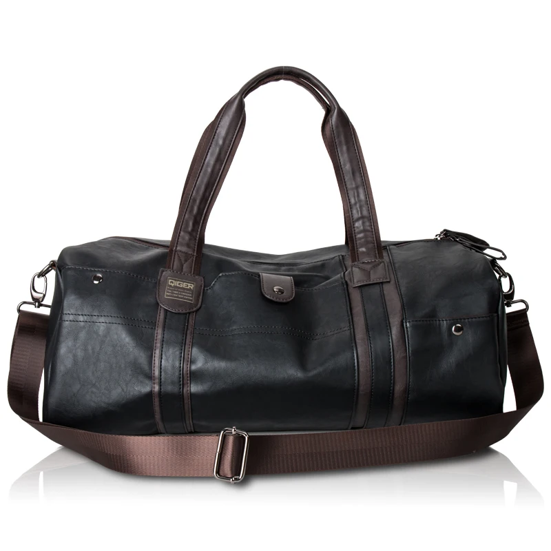 Men's Leather Sports Training Bag Large PU Gym Bag Fitness Sporting Bags Duffel Tote Travel Shoulder Handbag