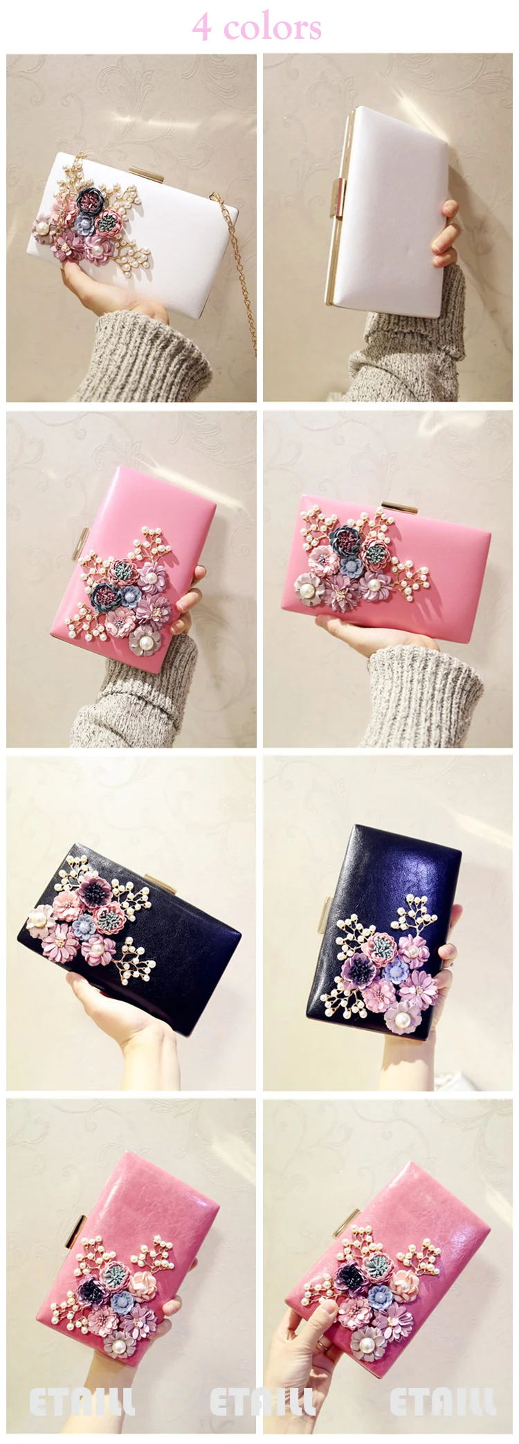 Fashion Colorful Flowers Party Ladies Evening Clutch
