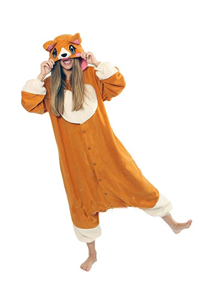 

Winter Unisex Adult Warm Soft Corgi Love Dog Kigurumi Onesies Pajamas Overall Sleepwear Couple Jumpsuit Pyjamas Halloween Gift