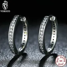 2016 Nueva Moda Plata de ley 925 Cubic Zirconia Elemento Simple Del Aro de Las Mujeres Pendientes de Joyería Compatible Con VRC S456