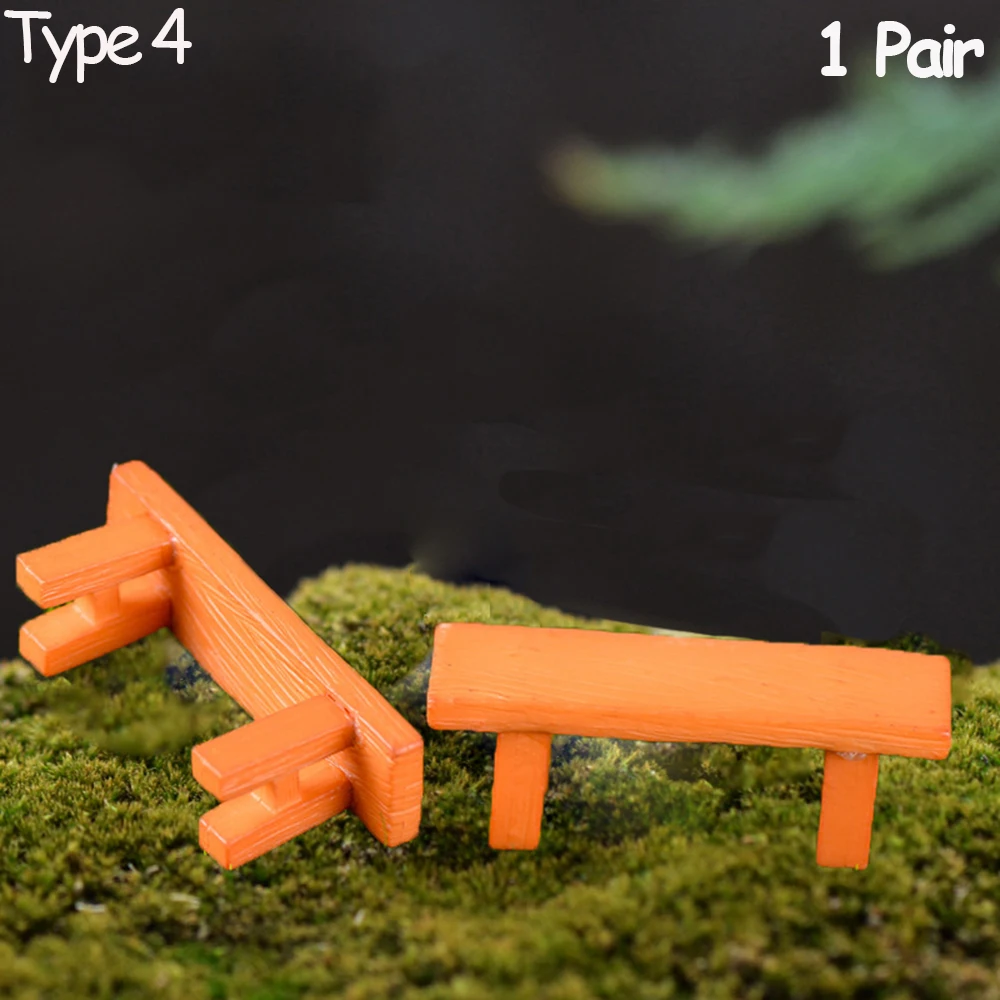 1 Pair Miniature Bench Stools Resin Chair Crafts Succulents Bonsai Doll House Park Chair Figurines Ornament Crafts Miniature Figurines Resin Ornaments Miniature Ornament Resin Crafts