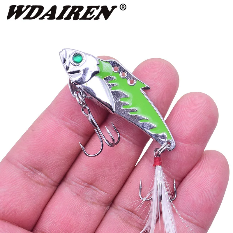 

WDAIREN 1Pcs Metal Spinner Spoon Fishing Lure 7.5g 9.2g Hard Bait Sequins Noise Paillette with Feather Treble Hook Tackle WD-334