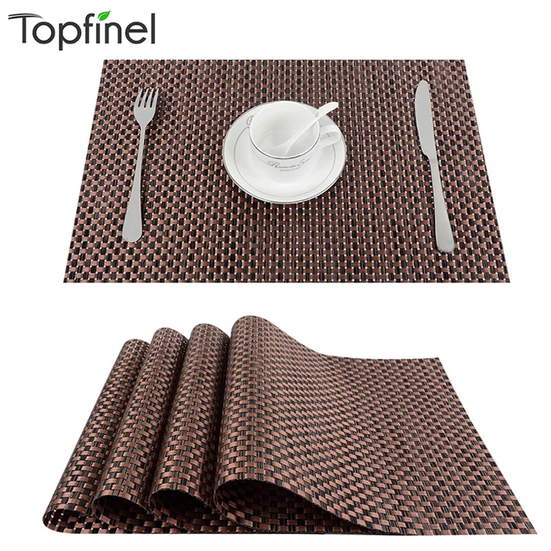 

Top Finel 2016 Set of 4 PVC Cross Weave Placemats for Dining Table Runner Linen Place Mat in Kitchen Accessories Cup Coaster Pad