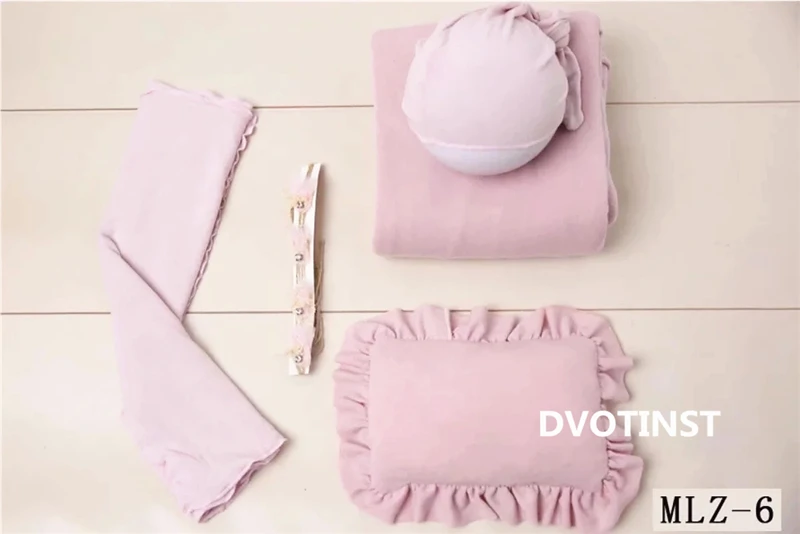 Dvotinst/реквизит для новорожденных; повязка на голову с цветочным рисунком+ шапка+ позирующая подушка+ накидка+ одеяло; комплект из 5 предметов; аксессуары для фотосессии - Цвет: MLZ-6