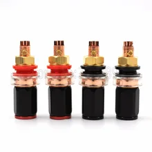 Free shipping 4pcs FP-803(C) style Red Copper Plated Speaker Terminal Binding Post Socket