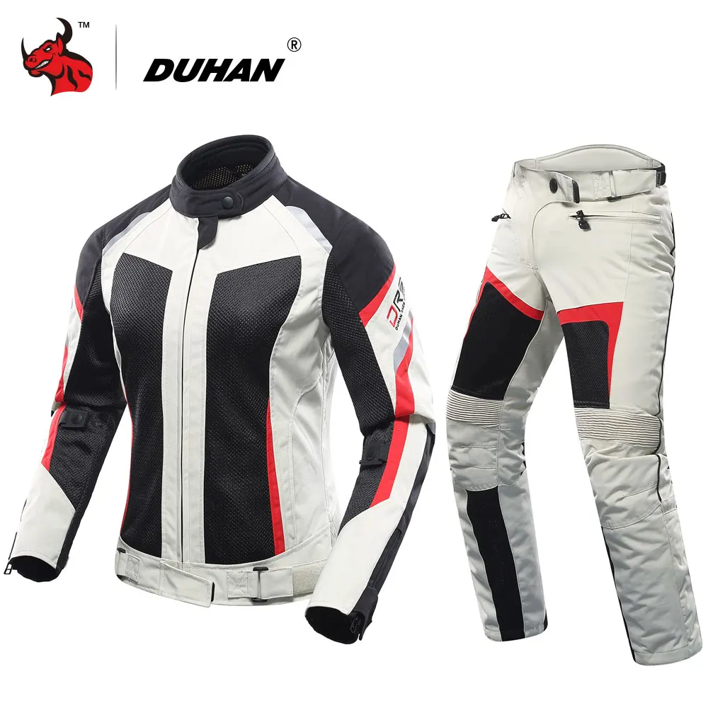 DUHAN Women Motorcycle Jacket+Motorcycle Pants Summer Breathable Motorcycle Suit Gray Racing Jacket Moto Jacket Blouson Moto DUHAN Women Motorcycle Jacket+Motorcycle Pants Summer Breathable Motorcycle Suit Gray Racing Jacket Moto Jacket Blouson Moto