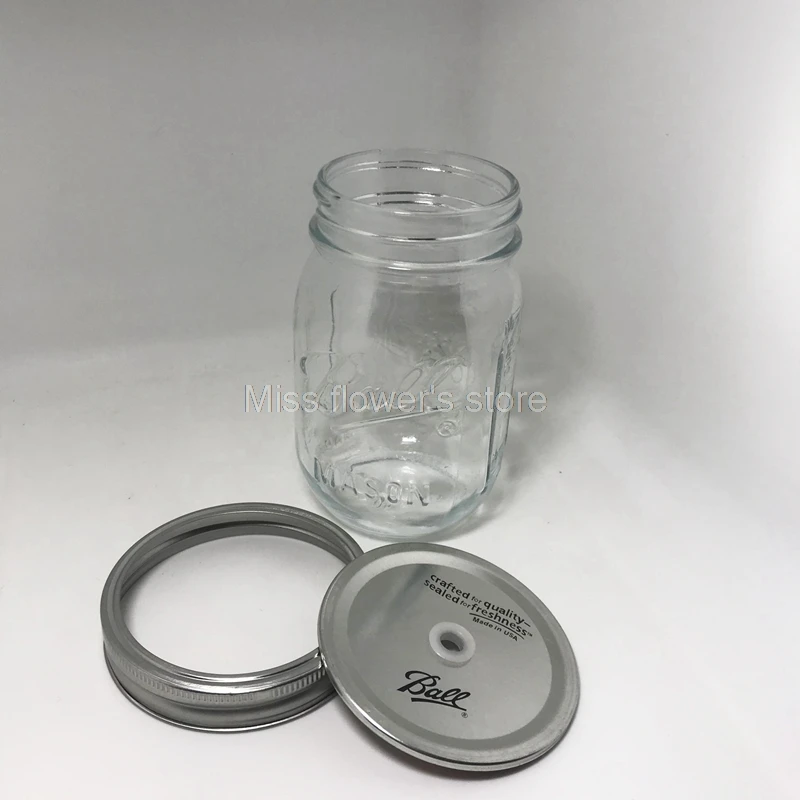 1 шт. Креативная стеклянная бутылка Mason Cup Bottle Sealed Jar фруктовый и овощной салат соус напиток сок ваза-светильник - Цвет: Split hole cover
