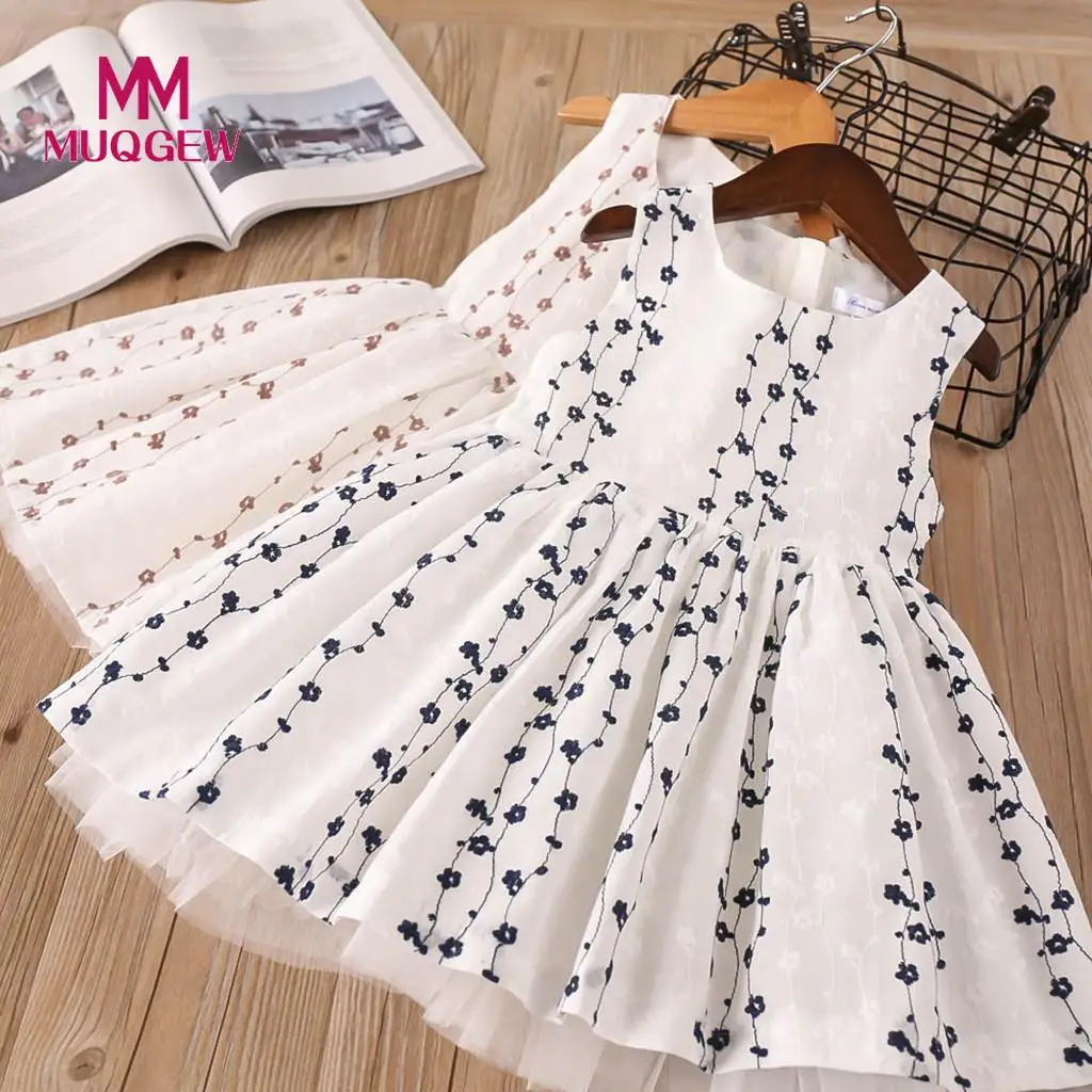 

Toddler Kids Baby Girls Clothes Floral Embroidery Tulle roupa infantil menina Party Princess dresses girl summer new 2019 #30