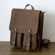 Новинка, Высококачественный винтажный мужской рюкзак из воловьей кожи, Модный повседневный школьный ранец из натуральной кожи, женская сумка через плечо, дорожная ранец, сумки