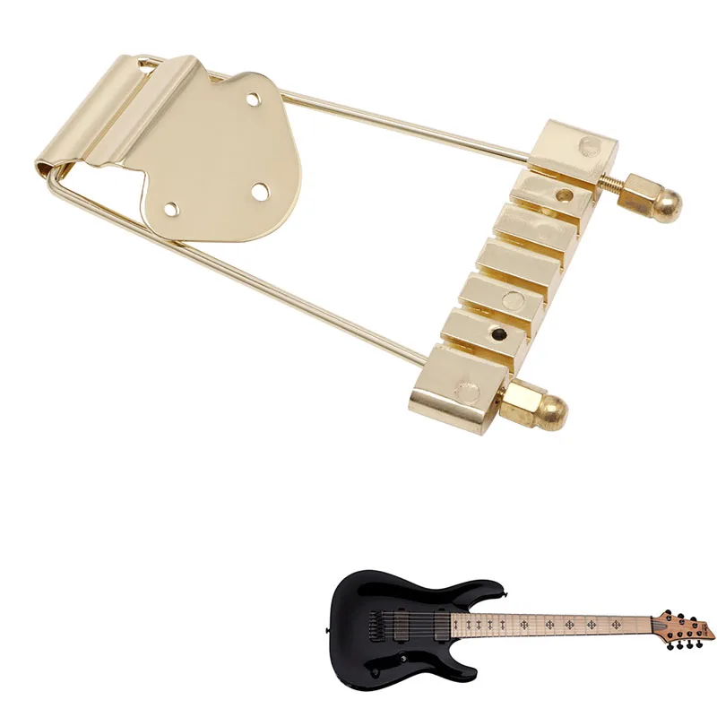 

Gold Guitar Tailpiece Trapeze Open Frame Bridge For 6 String Archtop Guitar