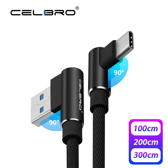 Кабель USB Type C для быстрой зарядки 90 градусов 3 м 2 1 м|Кабели мобильных телефонов| |
