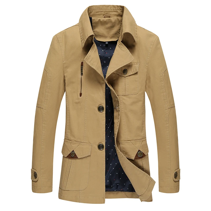 Male Trench Coat 2018 Classic Slim Fit British Trench Coat Fashion