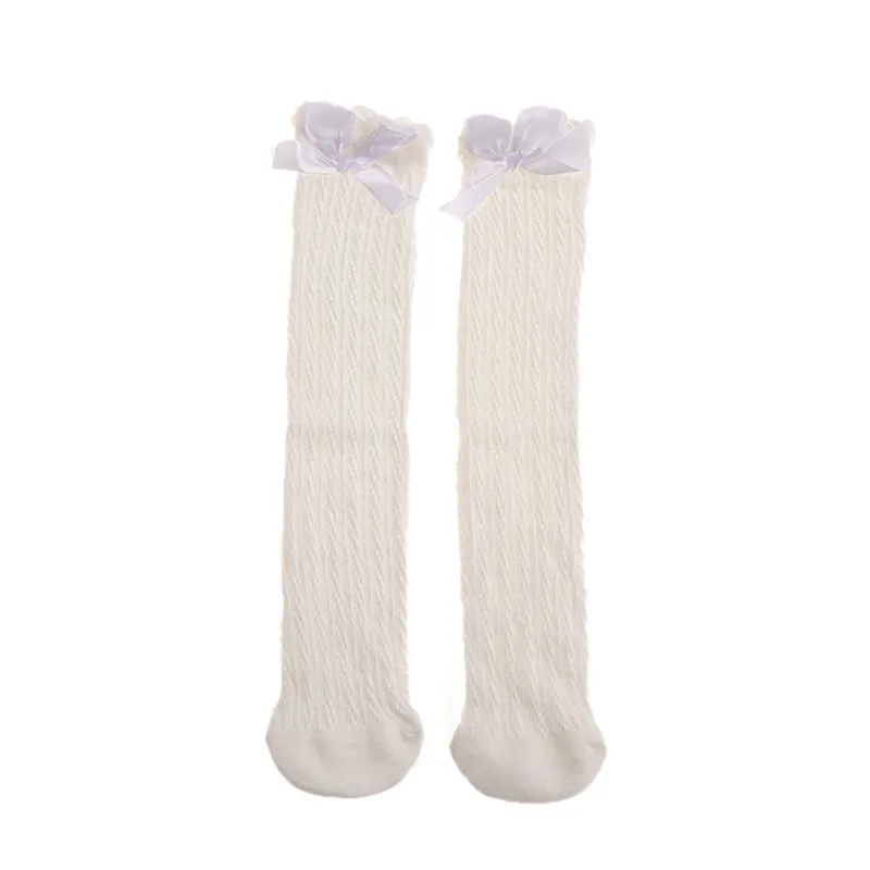 1 пара, милые кружевные Гольфы принцессы для маленьких девочек Теплые однотонные хлопковые длинные носки без пятки, гетры для детей 1-6 лет - Цвет: white