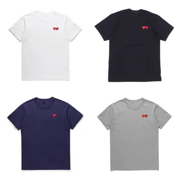 

New Fashion Couple Fits T Shirt 2019 Casual Embroidery Love-Heart Sweet Tshirt Casual Summer Outfits For Man And Women