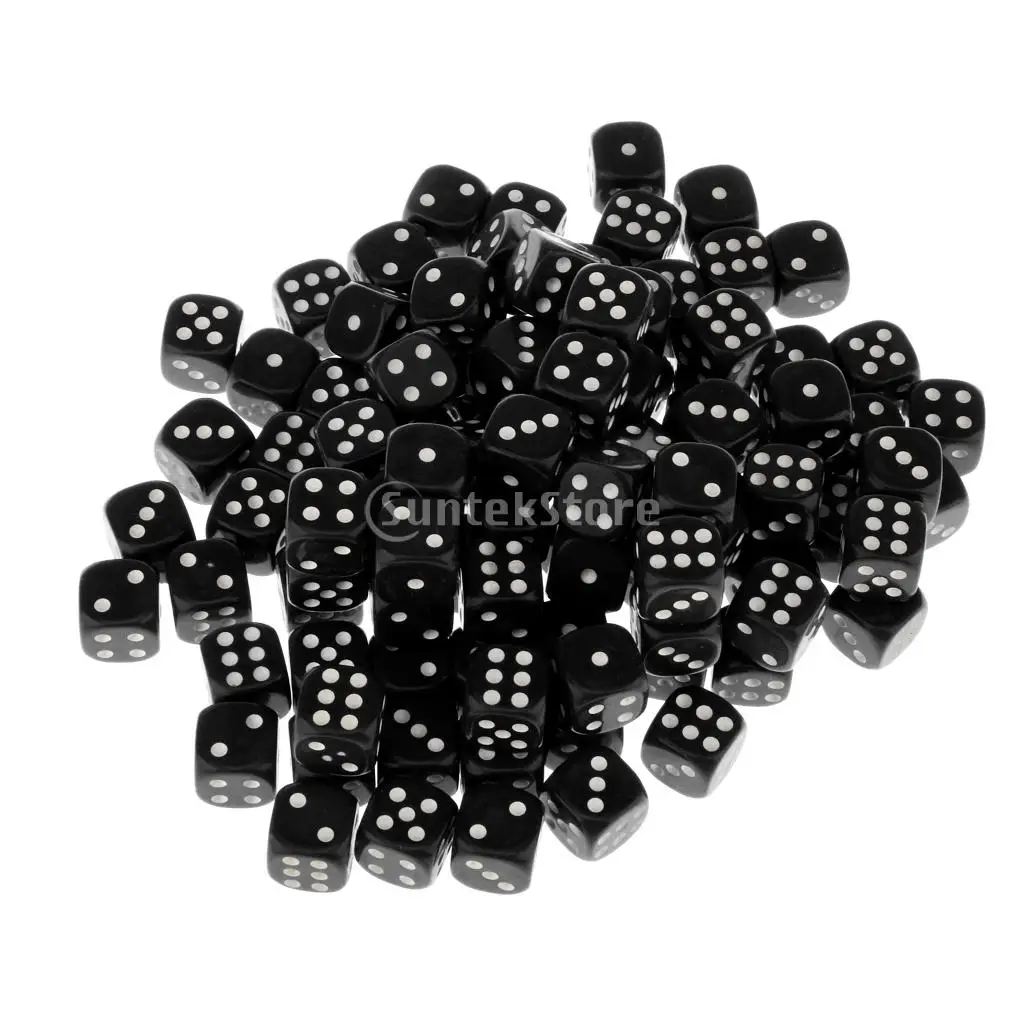 16mm 100pcs Acrylic Six Sided Spot Dice Party Games Dice Eight Colors