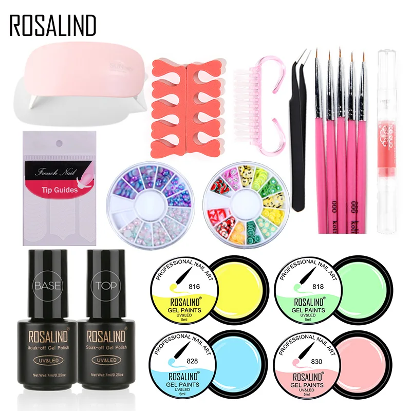 

Rosalind Black Bottle Gel Nail Set&Kit 7ml&5ml Semi varnish Permanent UV Gel Lacquer Set Extension Nail Tools