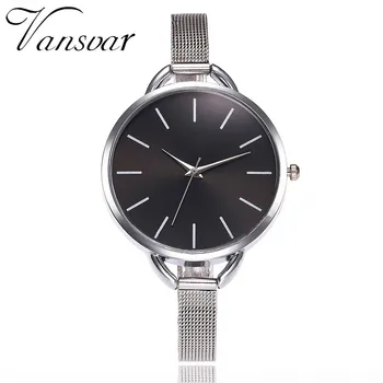 

Vansvar Brand Fashion Colorful Dial Silver Mesh Stainless Steel Quartz Watches Women Wristwatch Reloj Mujer Relogio Feminino