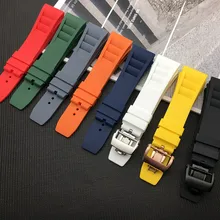 Новинка, 20 мм, красный, белый, черный, зеленый, серый, синий, желтый, оранжевый, резиновый ремешок для наручных часов, ремешок для наручных часов, для RM011 Mille, браслет, ремешок для часов