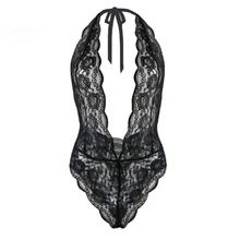 Sexy Lingerie Women 2018 One Piece Lace Transparent Babydoll Halter Sleepwear Sexy Hot Erotic Costumes Porn Plus Size 3XL plus size porn women hot costumes sexy dress underwear black erotic lingerie lace transparent exotic dancewear elegant sleepwear