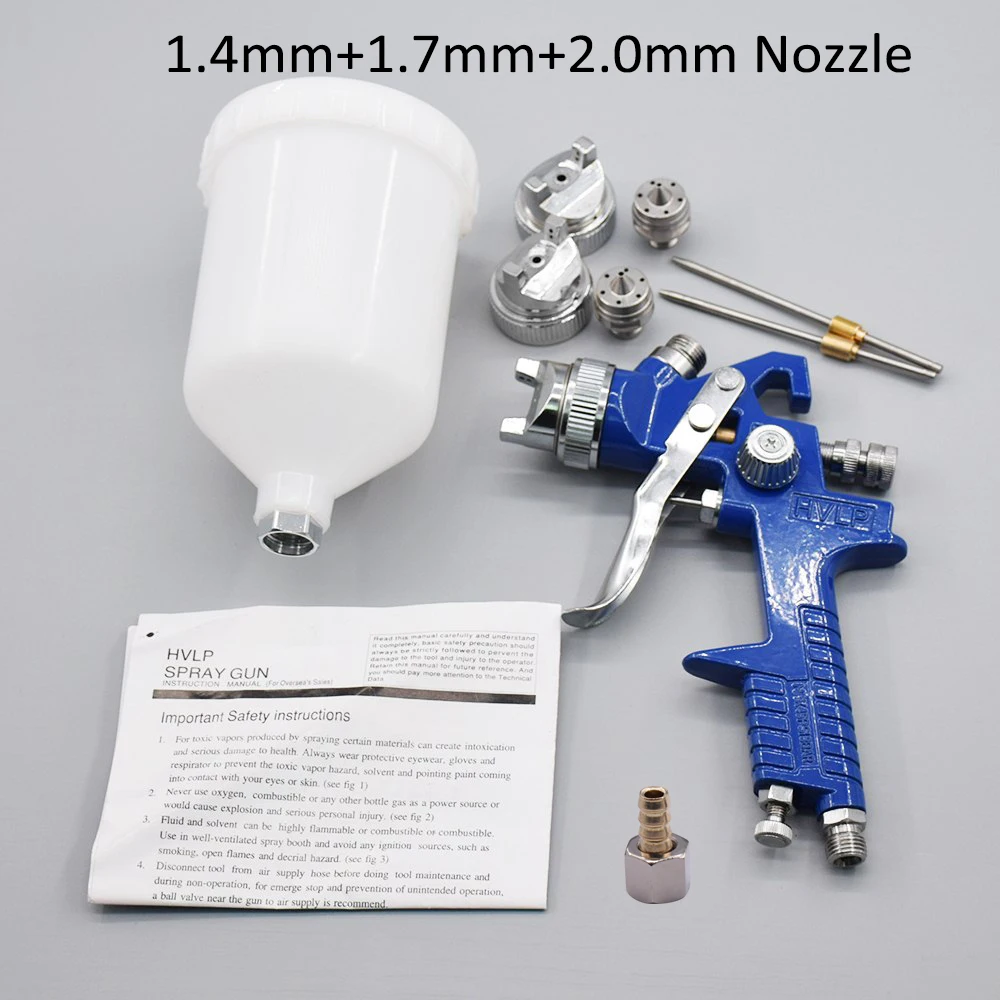 

1.4mm 1.7mm 2.0mm HVLP Airbrush Paint Spray Gun 600ml Gravity Feed Airbrush Kit Car Furniture Painting Spraying Tool