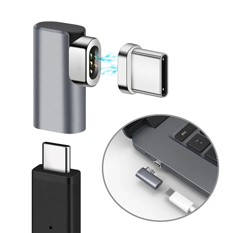

Magnetic Fast Charging Support 4.3A Right Angled USB Type C to USB C Charger Connection Adapter Converter For Apple Macbook