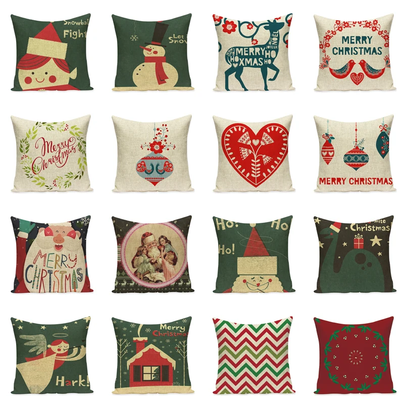 

Pumelo Tree Christmas Cushion Cover Snowman and Deer Pillow Case Home Decorative Pillows Textile Sofa Bed Decoration