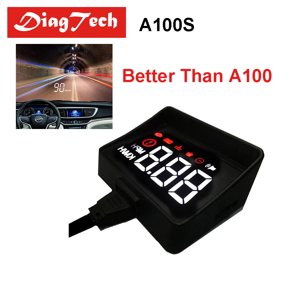 

Newest Car Speedometer A100S Car HUD Head Up Display Overspeed Warning System Projector Windshield Auto Electronic Voltage Alarm