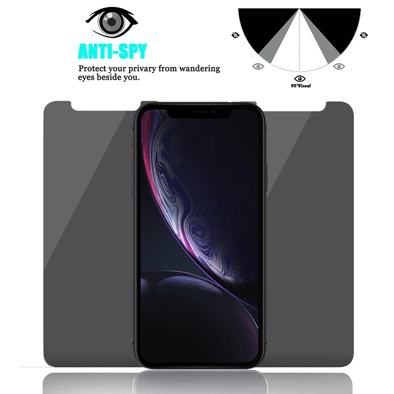 Оригинальное закаленное стекло для Apple iPhone XS Max XR X 2.5D Анти шпион Черная защитная