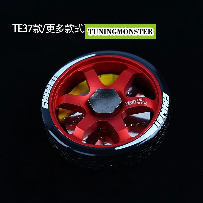 JDM TE37 обод колеса сплава Токийский время атака игрушка модель дисковый тормоз части автомобиля вращаться спина гоночный Hellaflush - Название цвета: TE37 RED